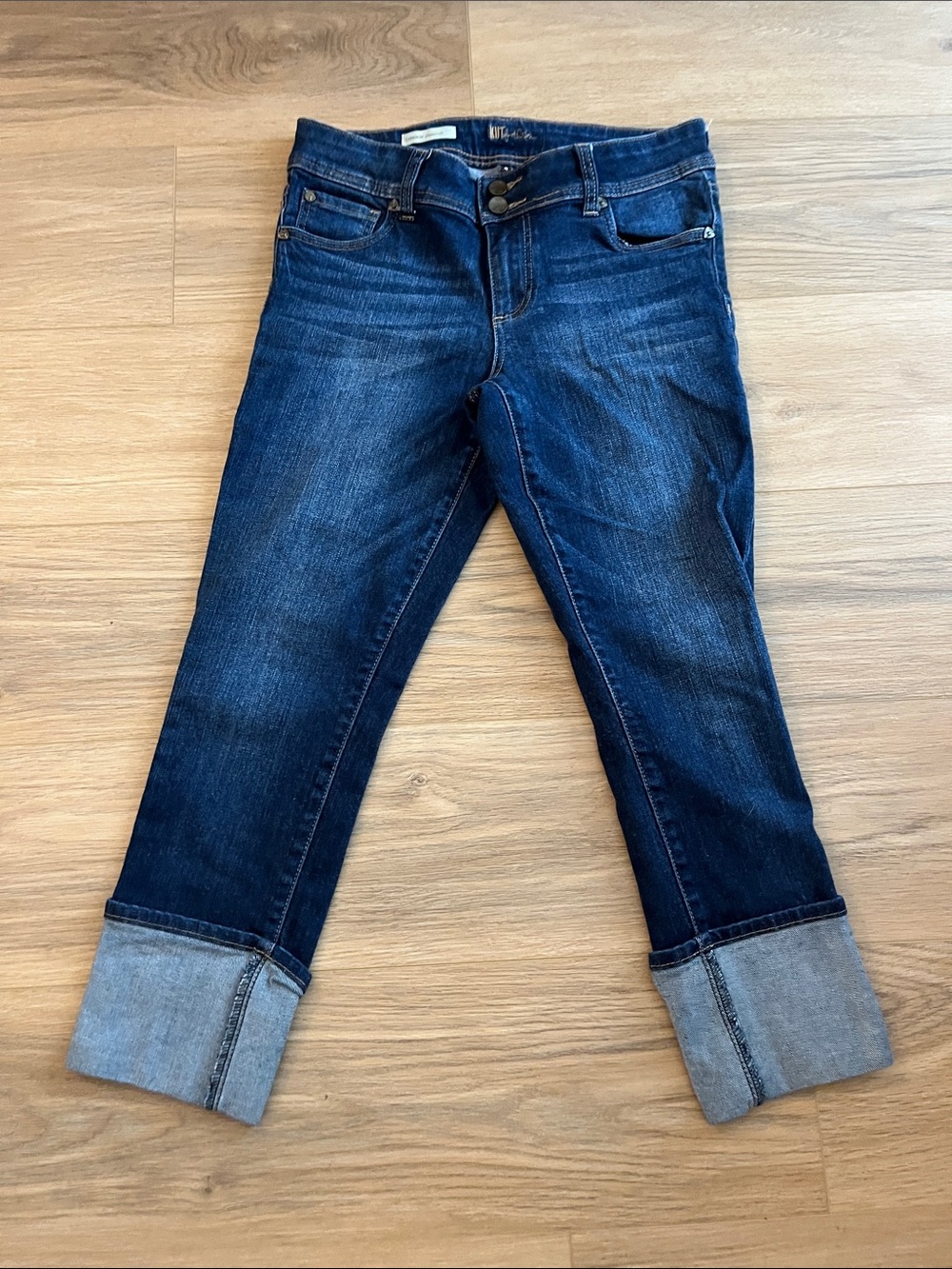 Kut from the Kloth Dark Indigo Cropped Cuffed Jeans